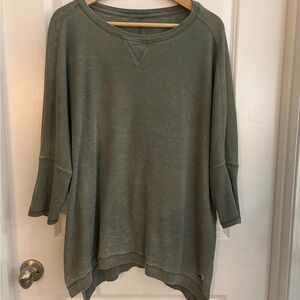 Calvin Klein Performance Sage Green Distressed Waffle Knit Woven Henley Shirt XL